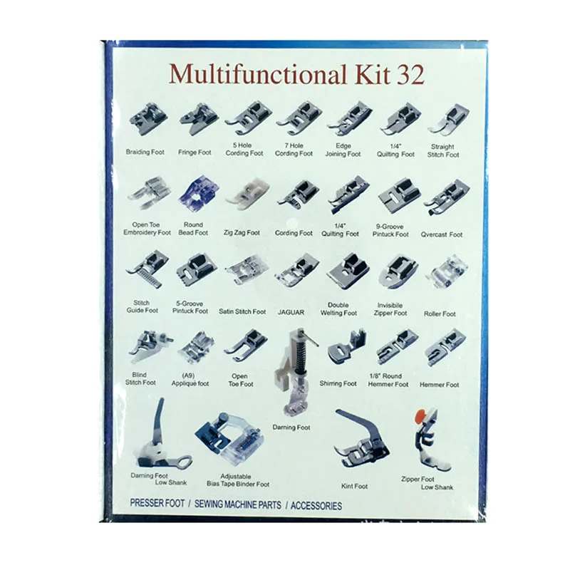 32pcs Domestic Sewing Machine Presser Foot Feet Braiding Blind Stitch Darning Set For Brother Singer Janome Presser Feet
32pcs Domestic Sewing Machine Presser Foot Feet Braiding Blind Stitch Darning Set For Brother Singer Janome Presser Feet
