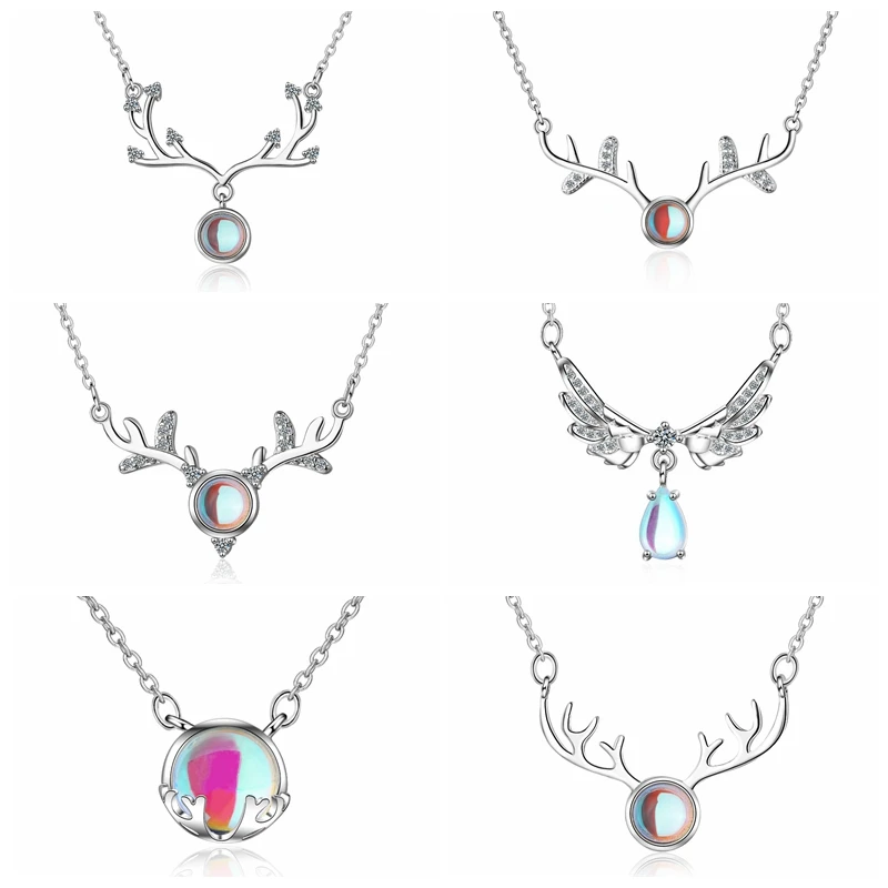 New Moonstone Necklace Pendant Elk angel wings Design Pendant For Women With Chain locket party Jewelry
New Moonstone Necklace Pendant Elk angel wings Design Pendant For Women With Chain locket party Jewelry