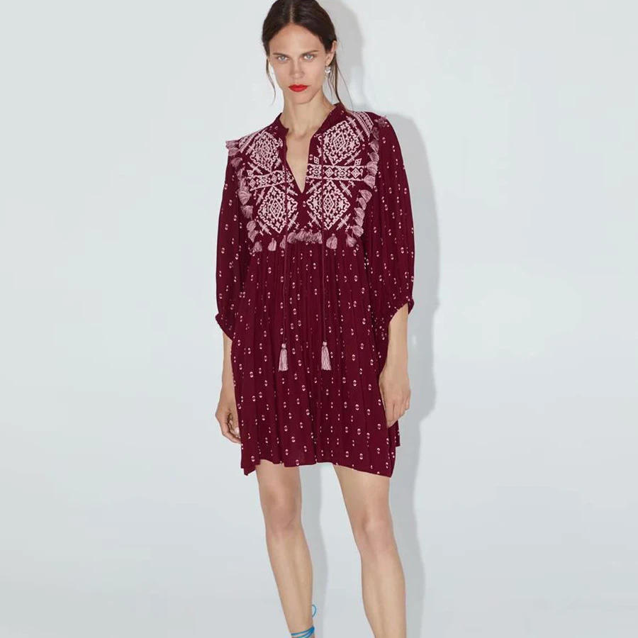 KIYUMI Dress Women Cotton Mini Dress Early Autumn Print Embroidered Long Sleeves Tassel Lace Up 2019 Casual Boho Summer Dresses
KIYUMI Dress Women Cotton Mini Dress Early Autumn Print Embroidered Long Sleeves Tassel Lace Up 2019 Casual Boho Summer Dresses