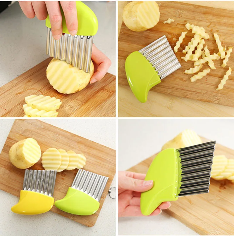 1pcs Potato French Fry Stainless Steel Cutter Vegetable Spiralizer Easy Slicing Potato Wave Knife Chopper Kitchen Accessories
1pcs Potato French Fry Stainless Steel Cutter Vegetable Spiralizer Easy Slicing Potato Wave Knife Chopper Kitchen Accessories