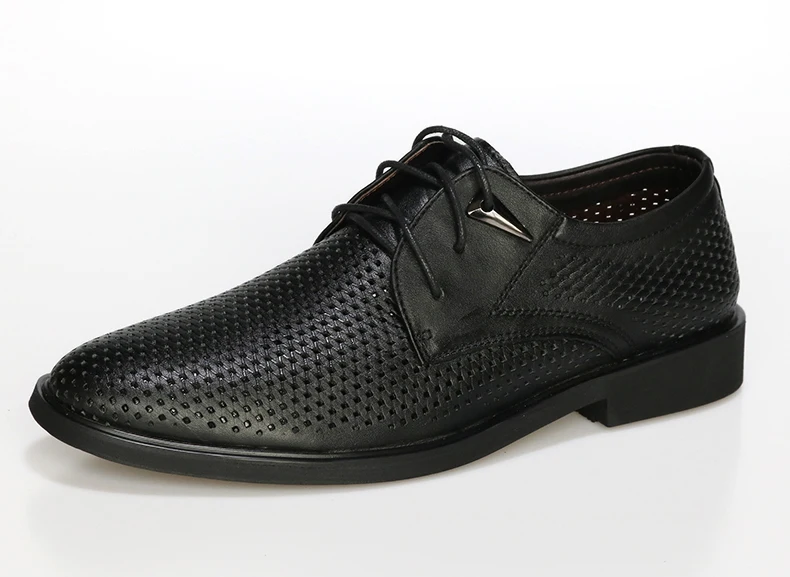 Plus size 38-47 Genuine Leather Shoes Men Oxford Breathable Hollow-out Dress Shoes Business Men Shoes Summer Formal Shoes 22