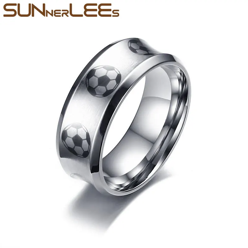 SUNNERLEES Titanium Stainless Steel Rings 8mm Silver Football Pattern Men Boy Ring Sport Jewelry Gift R-321
SUNNERLEES Titanium Stainless Steel Rings 8mm Silver Football Pattern Men Boy Ring Sport Jewelry Gift R-321