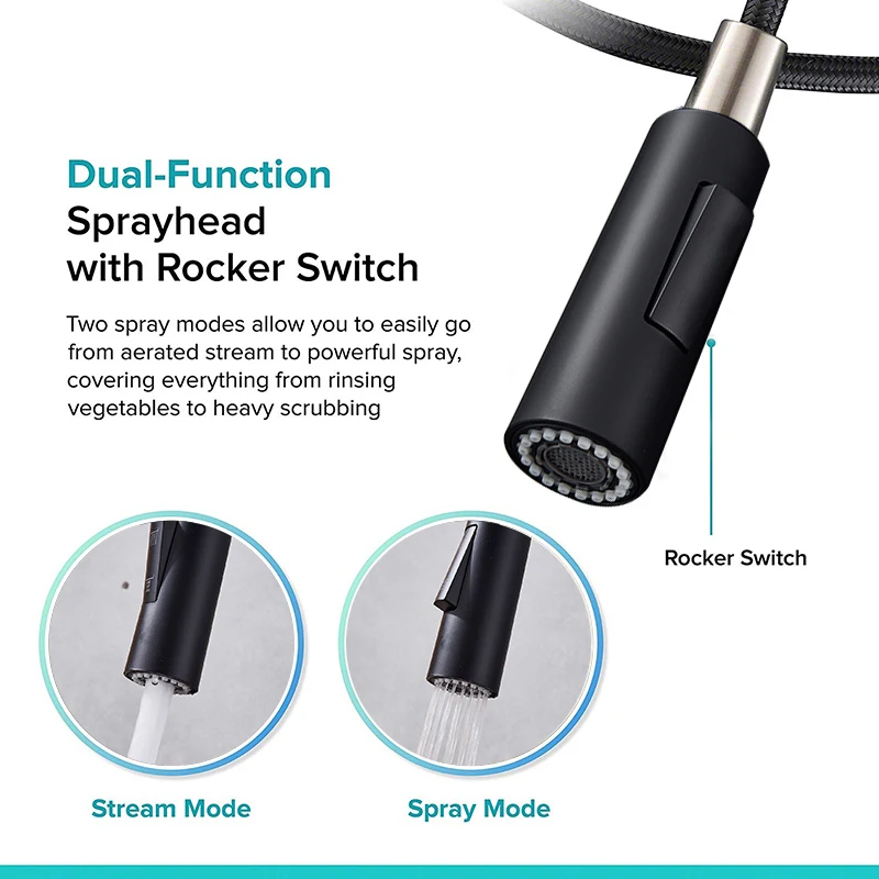 quyanre wanfan gappo matte black chrome pull out 2-way spray kitchen sink faucet single handle mixer tap Torneira De Cozinha