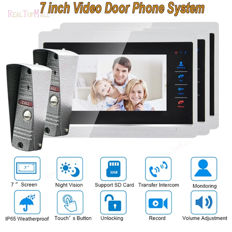 7 Inch Doorbell Camera Video Door Phone Monitor Intercom System Kit Night Vision 1200 TVL Recording SD Card Support 2v 1
7 Inch Doorbell Camera Video Door Phone Monitor Intercom System Kit Night Vision 1200 TVL Recording SD Card Support 2v 1