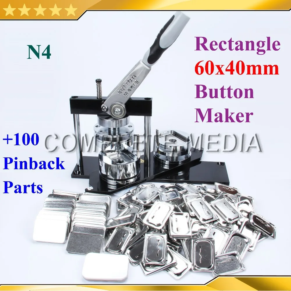 NEW Professional N4 Rectangle 60x40mm Badge Button Maker Machine +100 Set Metal Pinback Button Supplies
NEW Professional N4 Rectangle 60x40mm Badge Button Maker Machine +100 Set Metal Pinback Button Supplies