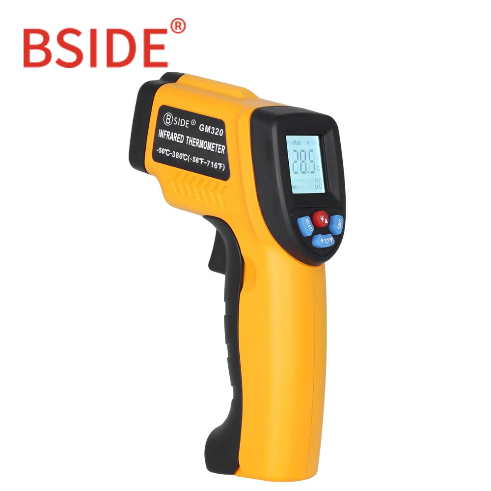 BSIDE GM320 Non-Contact Digital Laser Infrared Thermometer LCD Display C/F Selection IR Temperature Meter Tester with 4 Button
BSIDE GM320 Non-Contact Digital Laser Infrared Thermometer LCD Display C/F Selection IR Temperature Meter Tester with 4 Button