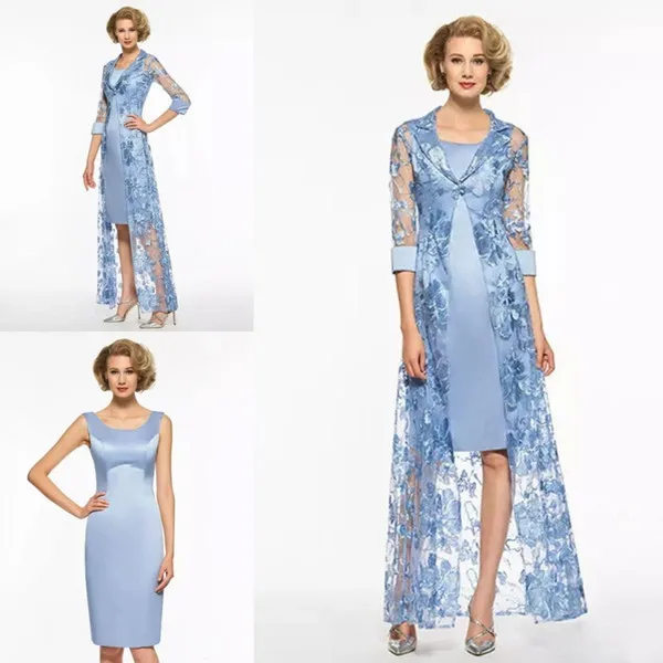 2019 Mother Of The Bride Dresses With Long Lace Jacket Blue Kurti Floral Lace Satin Formal Women's Wedding Party Guest Wear New
2019 Mother Of The Bride Dresses With Long Lace Jacket Blue Kurti Floral Lace Satin Formal Women's Wedding Party Guest Wear New