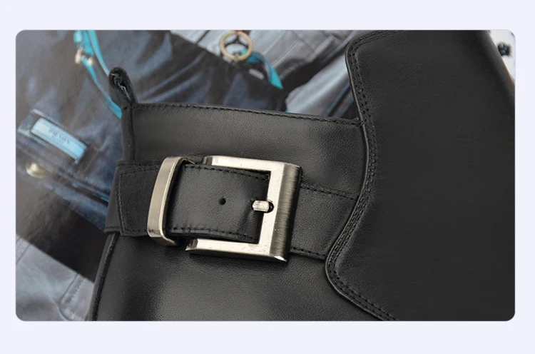 Donna-in leather ankle boots pointed toe thick heel ladies short boots women's leather boots 96350-19 (12)