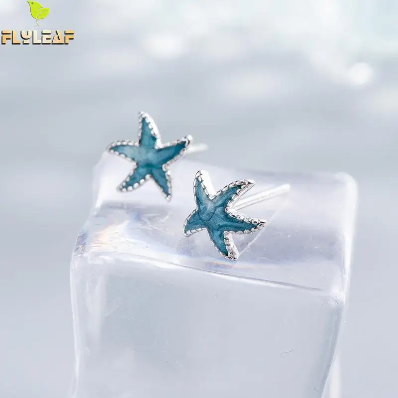 Flyleaf 925 Sterling Silver Stud Earrings For Women Blue Drop Glaze Starfish Simple Earings Fashion Jewelry High Quality Gift
Flyleaf 925 Sterling Silver Stud Earrings For Women Blue Drop Glaze Starfish Simple Earings Fashion Jewelry High Quality Gift