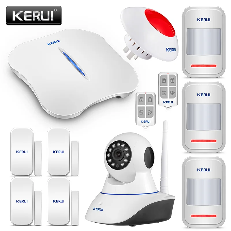

KERUI W1 WiFi PSTN Wireless Home Security Alarm System Warehouse Garage House Burglar Kit With Night Vision 720P WiFi IP Camera