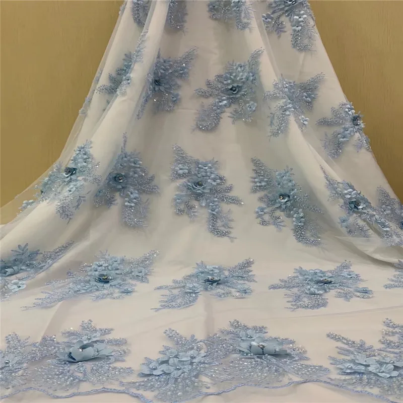 Nigeria African Wedding Dress Powder Blue Pearls Lace French Embroidery Tulle Fabric Heavy Handmade Beaded Lace Fabric X740-8
Nigeria African Wedding Dress Powder Blue Pearls Lace French Embroidery Tulle Fabric Heavy Handmade Beaded Lace Fabric X740-8