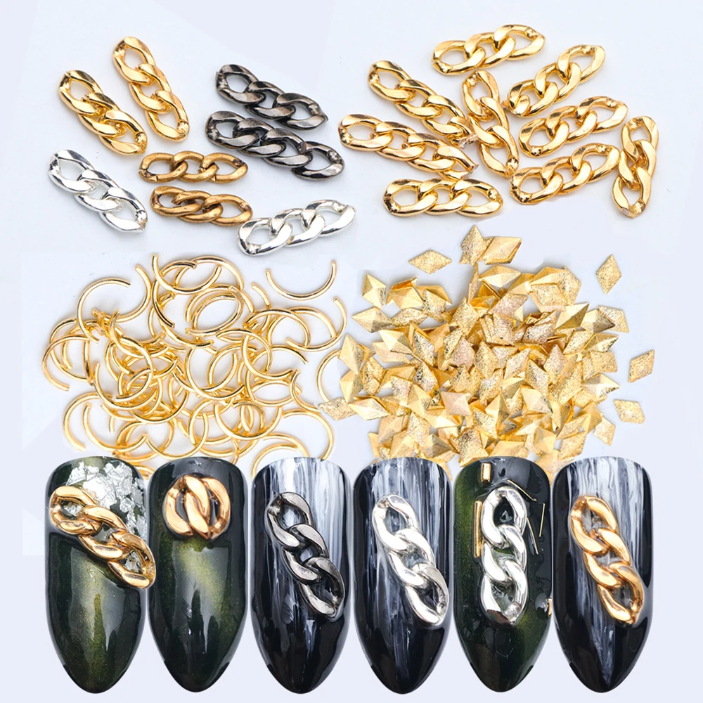 Gold Silver 3D Nail Decoration Metal Studs Frame Triangle Chains for Nails Art Rhinestone DIY Glitter Jewelry Manicure TR085
Gold Silver 3D Nail Decoration Metal Studs Frame Triangle Chains for Nails Art Rhinestone DIY Glitter Jewelry Manicure TR085