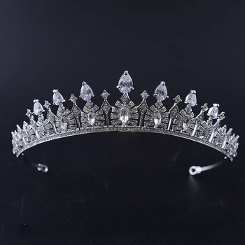Silver Plated Clear Crystal Cubic Zircon Bridal Tiaras Crown Rhinestone Pageant Prom Crown Wedding Hair Jewelry Bride Headbands 
Silver Plated Clear Crystal Cubic Zircon Bridal Tiaras Crown Rhinestone Pageant Prom Crown Wedding Hair Jewelry Bride Headbands