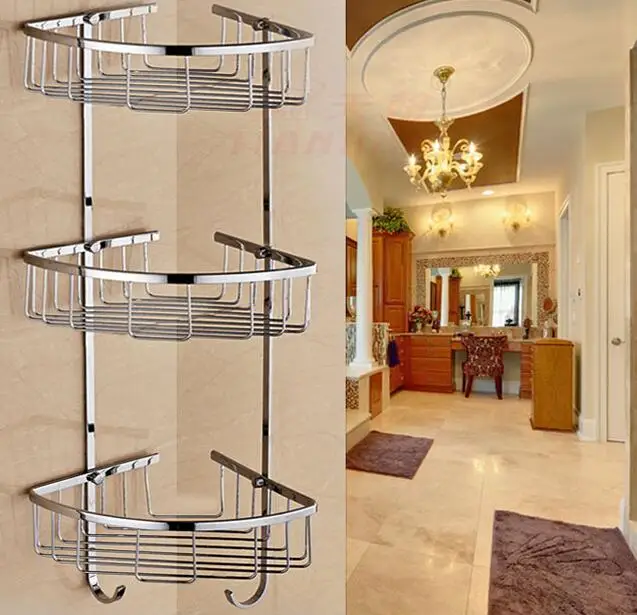 Wall Mounted Copper Bathroom Shelf Triple Tier Gold Bath Shower Shelf Top Quality Bath Shampoo Holder Basket Holder Corner shelf
Wall Mounted Copper Bathroom Shelf Triple Tier Gold Bath Shower Shelf Top Quality Bath Shampoo Holder Basket Holder Corner shelf