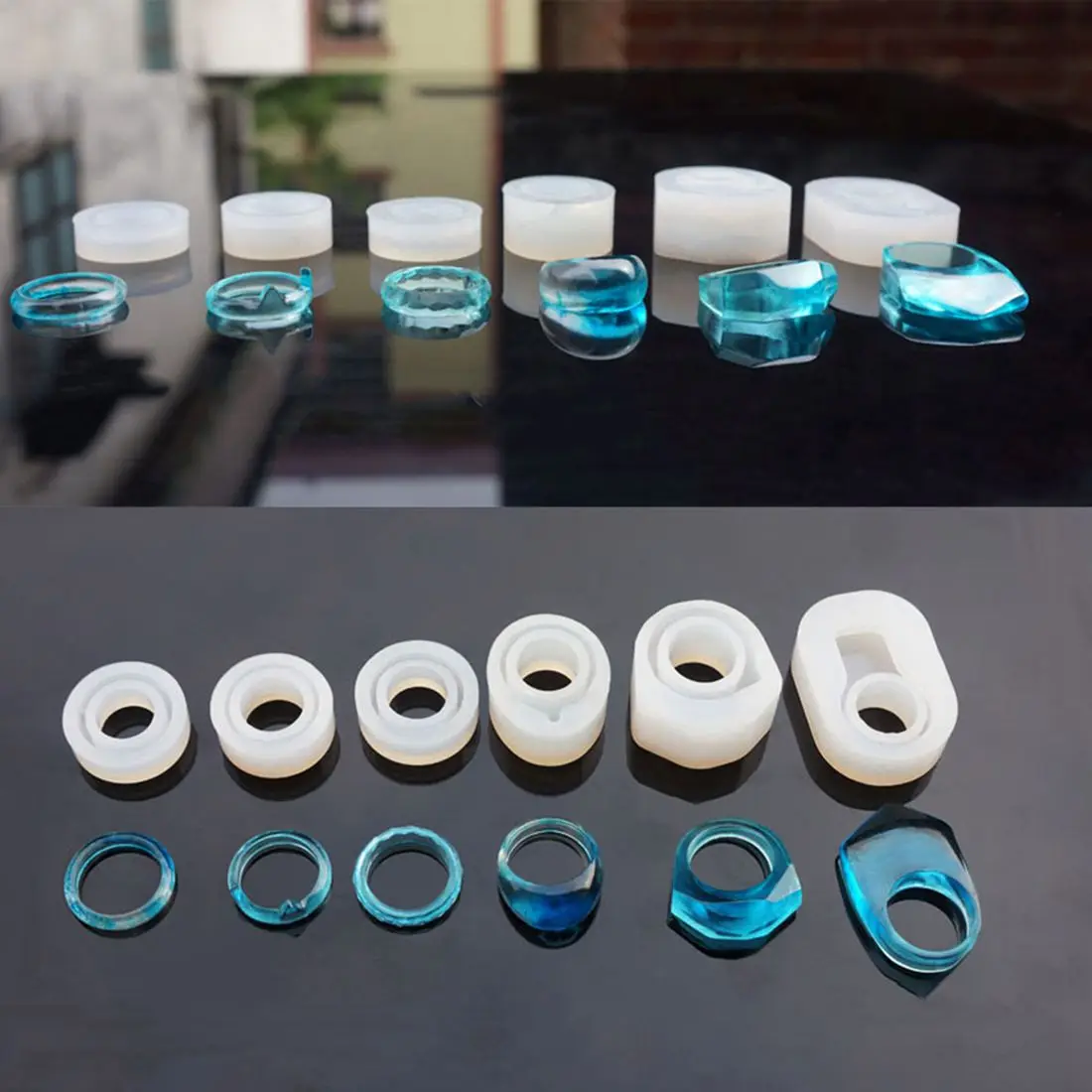 6 штук Ассорти DIY Силиконовое кольцо формы для изготовления ювелирных изделий из