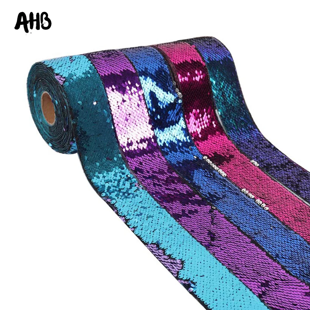 AHB 50mm Reversible Sequin Ribbon 2-colors Sequin Ribbon DIY Hair Accessories Wedding Party Holiday Decor Wholesale Ribbon
AHB 50mm Reversible Sequin Ribbon 2-colors Sequin Ribbon DIY Hair Accessories Wedding Party Holiday Decor Wholesale Ribbon