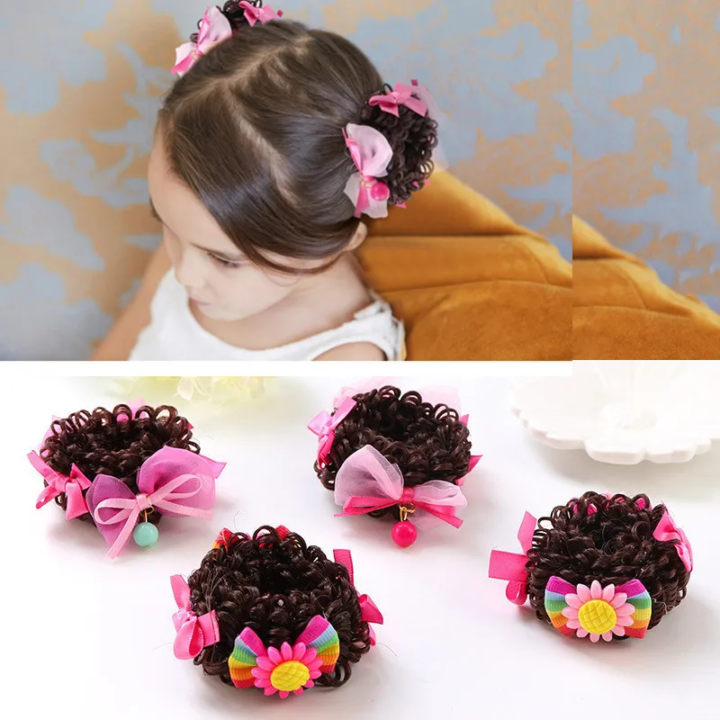 1 pair Flower Bow Elastic Hair Bands with Wig Girls' Hair Clips Kids Reel hairball head Hair Accessories
1 pair Flower Bow Elastic Hair Bands with Wig Girls' Hair Clips Kids Reel hairball head Hair Accessories