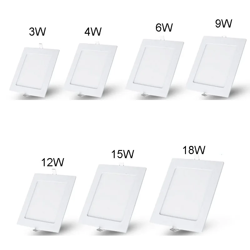 

AC85~265V SMD 3528 3W 4W 6W 9W 12W 15W 25W Cold white/warm white LED Ceiling LED Downlights Square Panel Lights
