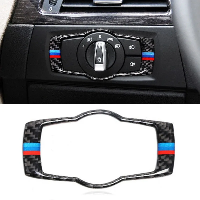 JXLCLYL Carbon Fiber Car Headlight Switch Frame Cover Trim For BMW 3 Series E90 E92 E93