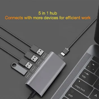 5 in 1 Type-C 3.1 to USB Hubs Type C Adapter with 1 USB 3.0 + 3 USB 2.0 + 1 USB C Charging Port Suppot Charging for Smartphone
5 in 1 Type-C 3.1 to USB Hubs Type C Adapter with 1 USB 3.0 + 3 USB 2.0 + 1 USB C Charging Port Suppot Charging for Smartphone