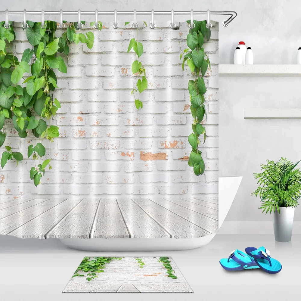 LB Green Plant Leaves White Brick Wall And Wooden Floor Shower Curtains Bathroom Curtain Waterproof Fabric For Art Bathtub Decor
LB Green Plant Leaves White Brick Wall And Wooden Floor Shower Curtains Bathroom Curtain Waterproof Fabric For Art Bathtub Decor