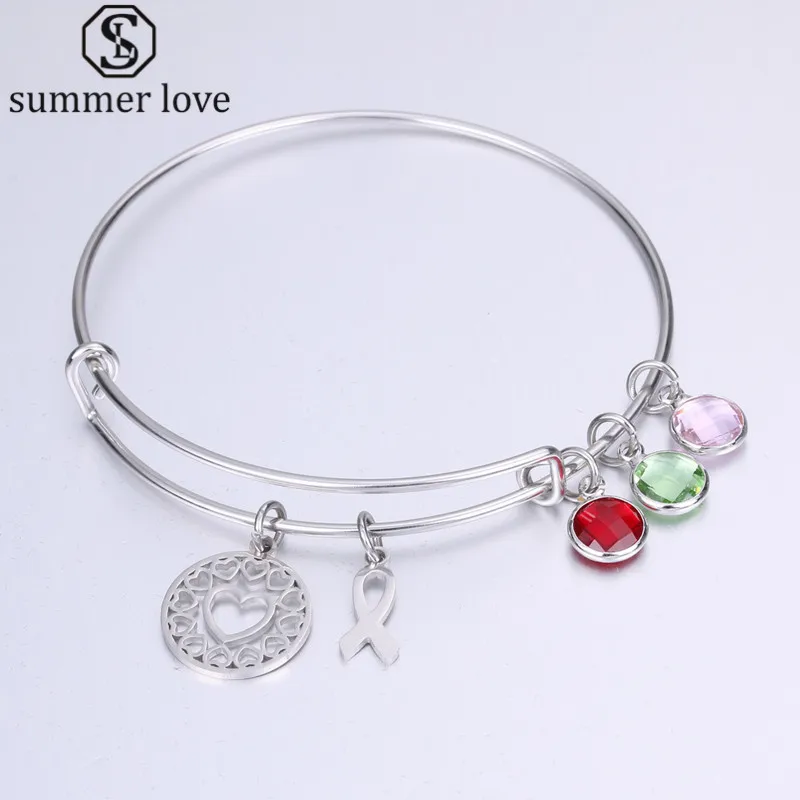 Ribbon Breast Cancer Awareness Bracelet Women Jewelry Crystal Bead Heart Charm Bracelets Bangles Adjustable Stainless Steel
Ribbon Breast Cancer Awareness Bracelet Women Jewelry Crystal Bead Heart Charm Bracelets Bangles Adjustable Stainless Steel