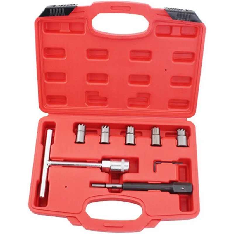 7pcs Diesel Injector Nozzle Seat Cutter Cleaner Tool Set Professional Carbon Remover Flat Angled Reamer T Handle Set
7pcs Diesel Injector Nozzle Seat Cutter Cleaner Tool Set Professional Carbon Remover Flat Angled Reamer T Handle Set