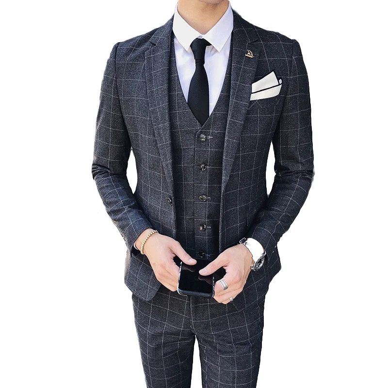 ( Jackets + Vest + Pants ) Mens Fashion Boutique Plaid Formal Groom Wedding Dress Suit 3 Piece Set / Mens Casual Business Suits
( Jackets + Vest + Pants ) Mens Fashion Boutique Plaid Formal Groom Wedding Dress Suit 3 Piece Set / Mens Casual Business Suits