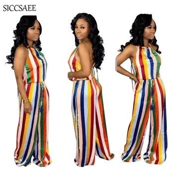Rainbow Colorful Vertical Striped Print Jumpsuits And Rompers Backless Halter Overalls Wide Leg Palazzo Pants Plus Size Clothing
Rainbow Colorful Vertical Striped Print Jumpsuits And Rompers Backless Halter Overalls Wide Leg Palazzo Pants Plus Size Clothing