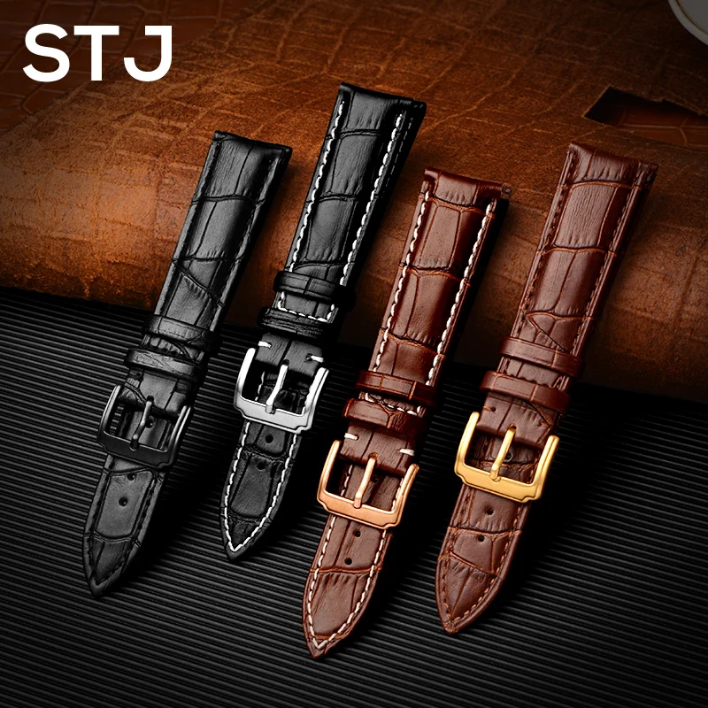 Ремешок STJ из телячьей кожи для мужских и женских часов аксессуары Tissot Seiko 18 мм 19 20