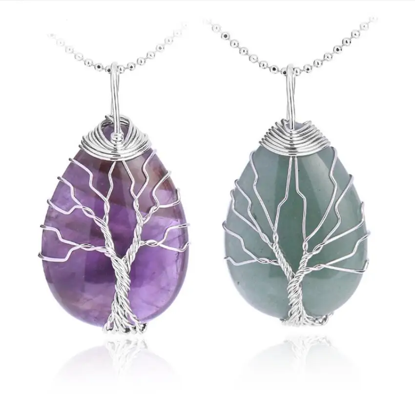 Gold Color Tree of Life Wire Wrap Water Drop Necklace Pendant Natural Gem Stone Pink Quartz Tiger Eye Green Aventurine E585
Gold Color Tree of Life Wire Wrap Water Drop Necklace Pendant Natural Gem Stone Pink Quartz Tiger Eye Green Aventurine E585