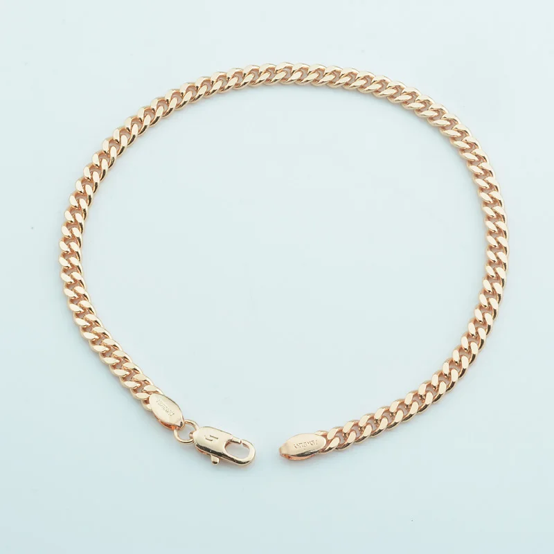 FJ 3mm 4mm 17cm-23cm Men Women 585 Rose Gold Color Flat Curb Bracelets Hand Chains
FJ 3mm 4mm 17cm-23cm Men Women 585 Rose Gold Color Flat Curb Bracelets Hand Chains