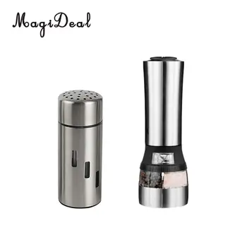 MagiDeal Stainless Steel 2 in 1 Electric Salt Pepper Mill Grinder + Pepper Shaker Kit
MagiDeal Stainless Steel 2 in 1 Electric Salt Pepper Mill Grinder + Pepper Shaker Kit