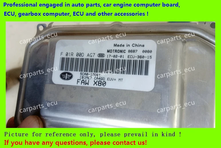 F01R00DAG7/F01RB0DAG7 5CA0-18881 ME7 FAW BESTURN X80 car engine computer board/ME7.8.8/ME17 ECU//Electronic Control Unit/Car PC
F01R00DAG7/F01RB0DAG7 5CA0-18881 ME7 FAW BESTURN X80 car engine computer board/ME7.8.8/ME17 ECU//Electronic Control Unit/Car PC