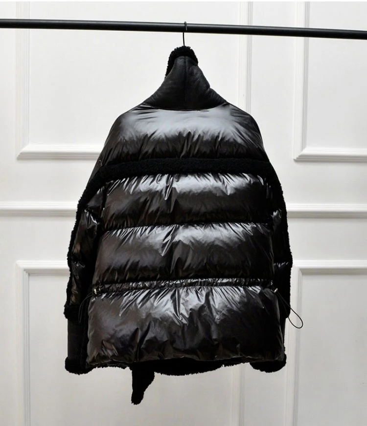 genuine leather and fur duck down coat silver (21)