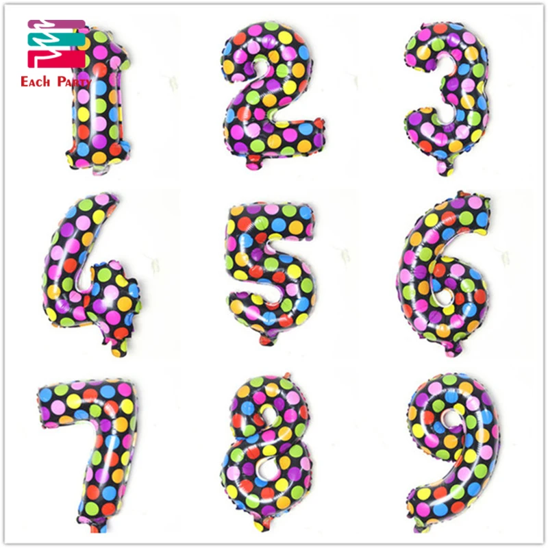 new style Dot colours digit Wave point number 0 to 9 foil balloons birthday party Digital balloon wedding Christmas decoration
new style Dot colours digit Wave point number 0 to 9 foil balloons birthday party Digital balloon wedding Christmas decoration