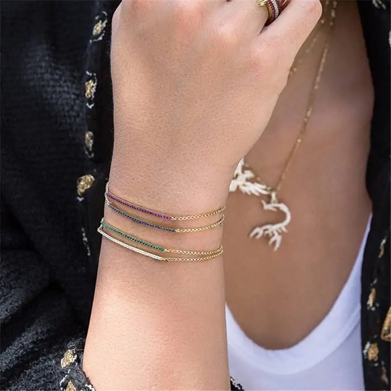 2019 Fine 925 Sterling Silver Link Chain Bracelet tiny CZ Crystal Flat Bar Charm Bracelets for Women girls Fashion party Jewelry
2019 Fine 925 Sterling Silver Link Chain Bracelet tiny CZ Crystal Flat Bar Charm Bracelets for Women girls Fashion party Jewelry