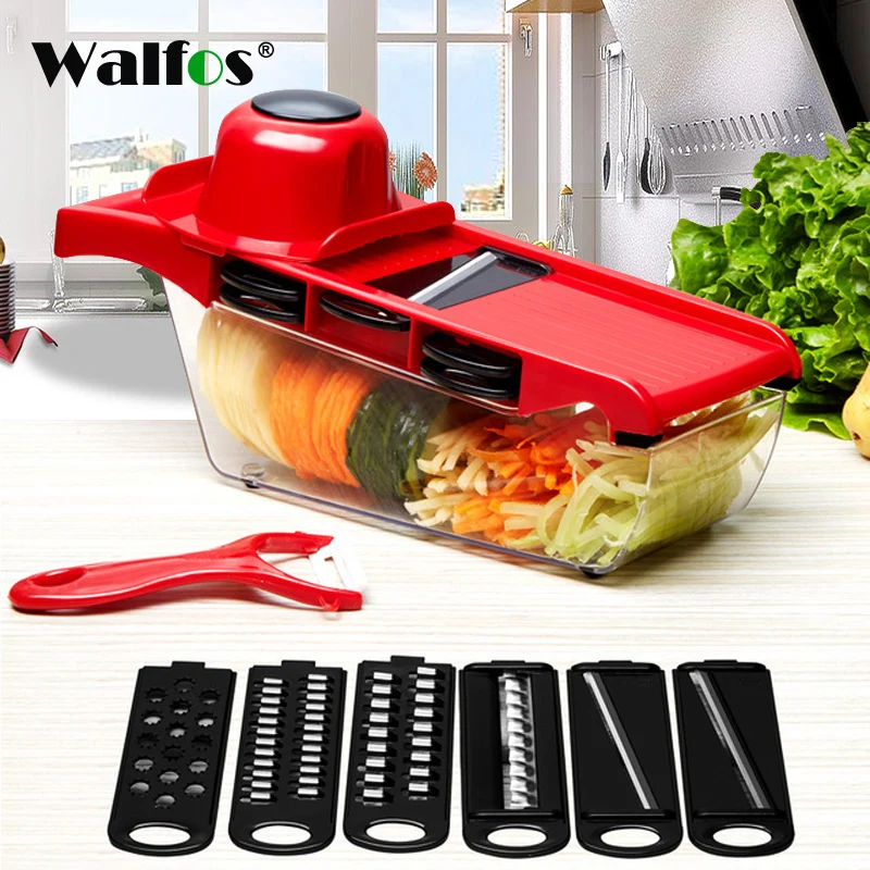WALFOS vegetable Slicer 7 Pieces Stainless Steel Blade Creative Mandoline Slicer Vegetable Cutter Manual Potato Peeler
WALFOS vegetable Slicer 7 Pieces Stainless Steel Blade Creative Mandoline Slicer Vegetable Cutter Manual Potato Peeler