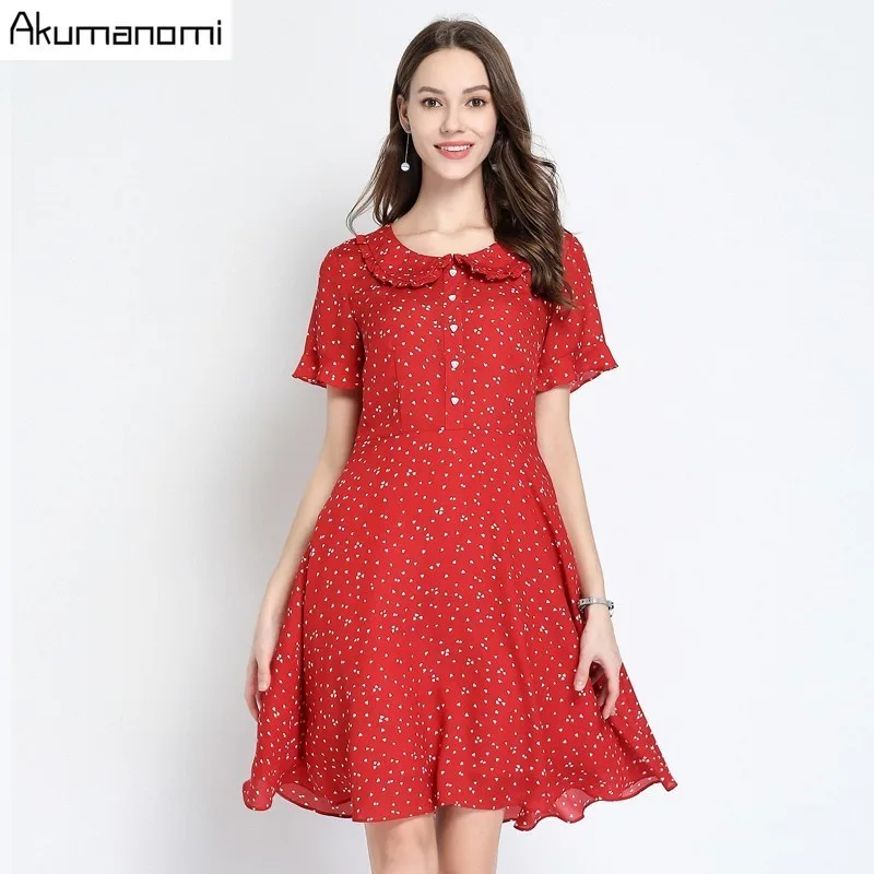 Summer Dress Women 2019 Plus Size Peter Pan Collar Short Sleeve Chiffon Polka Dot Party Dress Free Shipping Vestidos Verano Robe
Summer Dress Women 2019 Plus Size Peter Pan Collar Short Sleeve Chiffon Polka Dot Party Dress Free Shipping Vestidos Verano Robe