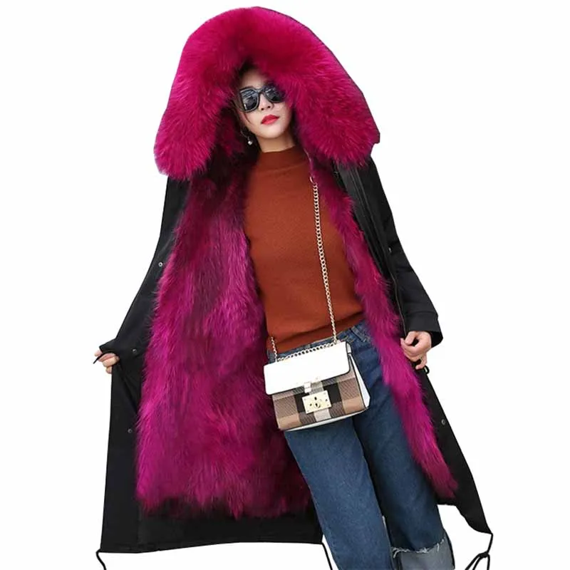 High quality Winter Faux Raccoon Fur Liner Parker Coats Women Fox fur collar Hooded Parkas Female Plus size Loose Long Jackets
High quality Winter Faux Raccoon Fur Liner Parker Coats Women Fox fur collar Hooded Parkas Female Plus size Loose Long Jackets
