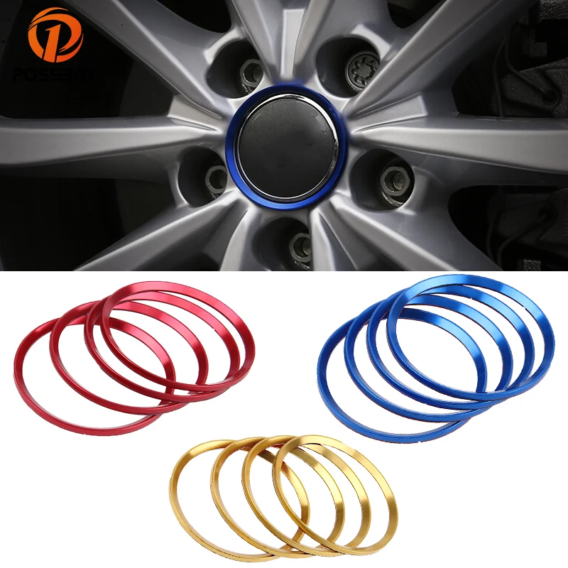

POSSBAY 4x Aluminum Wheel Hub Center Ring for Audi Auto Hubcaps Cover Trim Ring Car Wheel Center Hub Rings
