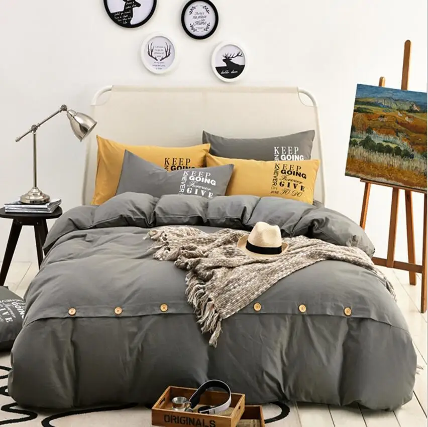 100% Cotton Bedding Set 4Pcs Solid Color Brief Gray Duvet/Quilt Cover Flat Sheet Pillowcase Home Decoration King Queen Twin Size
100% Cotton Bedding Set 4Pcs Solid Color Brief Gray Duvet/Quilt Cover Flat Sheet Pillowcase Home Decoration King Queen Twin Size