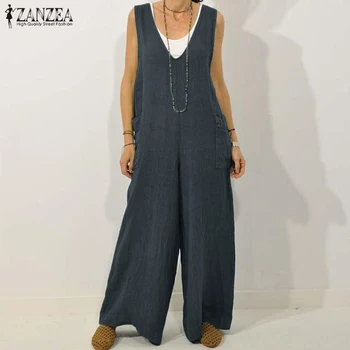 ZANZEA 2019 Fashion Women Wide Leg Pants Jumpsuit Summer Sleeveless V Neck Combinaison Femme Cotton Rompers Overalls Mono Mujer
ZANZEA 2019 Fashion Women Wide Leg Pants Jumpsuit Summer Sleeveless V Neck Combinaison Femme Cotton Rompers Overalls Mono Mujer