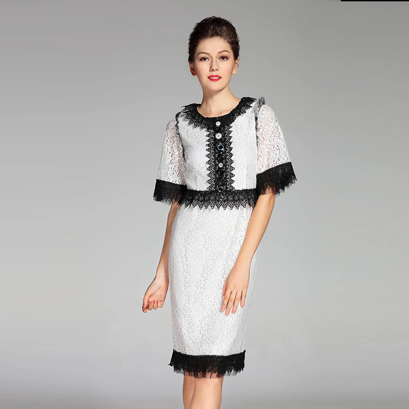 Newest 2017 Italy Luxurious High Quality Spring&Summer White Lace Black Embroidery Diamond Button Knee-Length Casual Dress women
Newest 2017 Italy Luxurious High Quality Spring&Summer White Lace Black Embroidery Diamond Button Knee-Length Casual Dress women