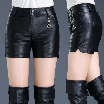 Spring new PU leather shorts high waist large size fashion casual women's leather shorts
Spring new PU leather shorts high waist large size fashion casual women's leather shorts