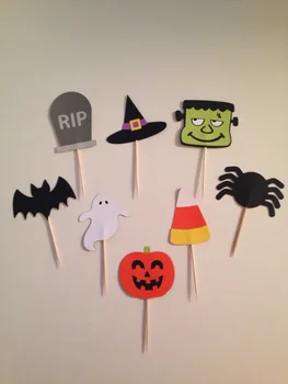 Pumpkins, Bats, Tombstones RIP, Frankenstein, Witch's Hat, Candy Corn, Ghost, & Spider Cupcake Toppers Party Night food picks
Pumpkins, Bats, Tombstones RIP, Frankenstein, Witch's Hat, Candy Corn, Ghost, & Spider Cupcake Toppers Party Night food picks