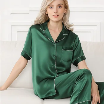 Pyjama Set Short Sleeve Silk stain summer women 2019 solid pink blue red pajamas sleepwear night suit for woman nightwear sets
Pyjama Set Short Sleeve Silk stain summer women 2019 solid pink blue red pajamas sleepwear night suit for woman nightwear sets