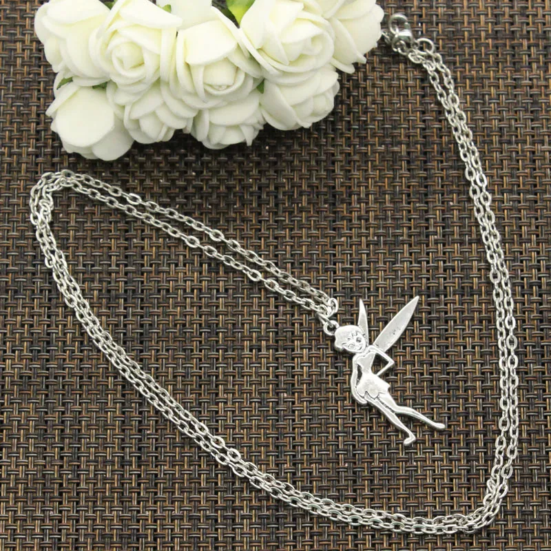New Fashion Necklace fairy tinkerbell angel 36x27mm Silver Pendants Short Long Women Men Colar Gift Jewelry Choker
New Fashion Necklace fairy tinkerbell angel 36x27mm Silver Pendants Short Long Women Men Colar Gift Jewelry Choker