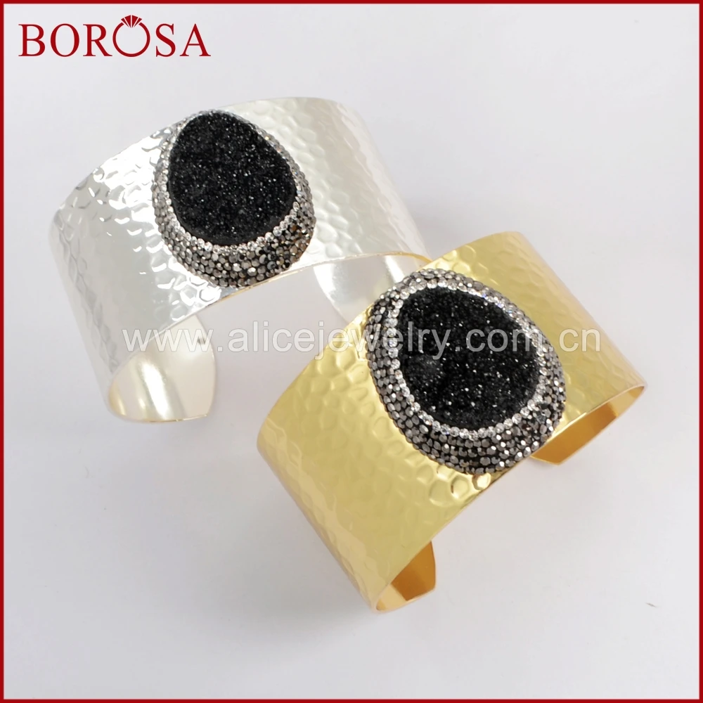 BOROSA 3/5PCS Black Druzy Bangles Gold/Silver Color Natural Stones Bangle Bracelet Jewelry for Women Girl JAB932
BOROSA 3/5PCS Black Druzy Bangles Gold/Silver Color Natural Stones Bangle Bracelet Jewelry for Women Girl JAB932