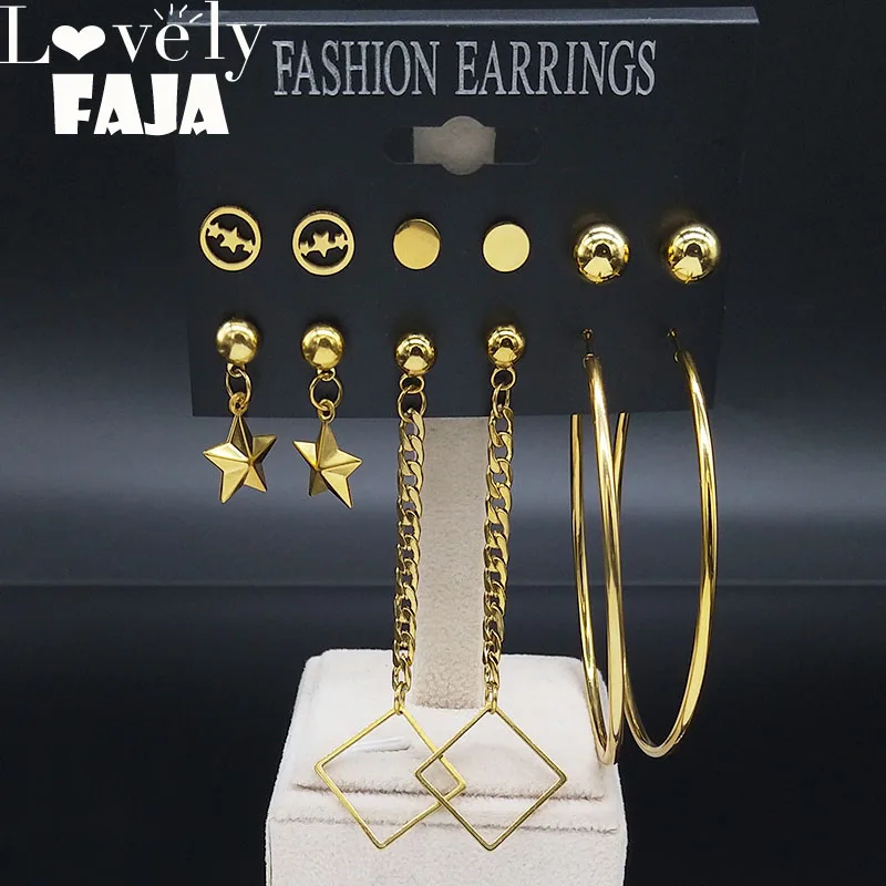 6 Pair 2019 Star Stainless Steel Simple Earrings for Women Gold Color Earrings Jewelry acero inoxidable joyeria mujer E612833
6 Pair 2019 Star Stainless Steel Simple Earrings for Women Gold Color Earrings Jewelry acero inoxidable joyeria mujer E612833